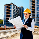 **

"A professional female architect, fully clothed in a stylish, modest business outfit, reviewing blueprints on a construction site in Moscow. Background shows modern buildings under construction on a sunny day. Perfect anatomy, correct proportions, well-formed hands, professional lighting, safe for work, appropriate content, professional, family-friendly, high quality."

**