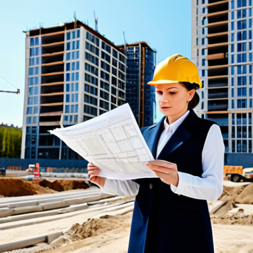 Home 6 **
"A professional female architect, fully clothed in a stylish, modest business outfit, reviewing blueprints on a construction site in Moscow. Background shows modern buildings under construction on a sunny day. Perfect anatomy, correct proportions, well-formed hands, professional lighting, safe for work, appropriate content, professional, family-friendly, high quality."
**