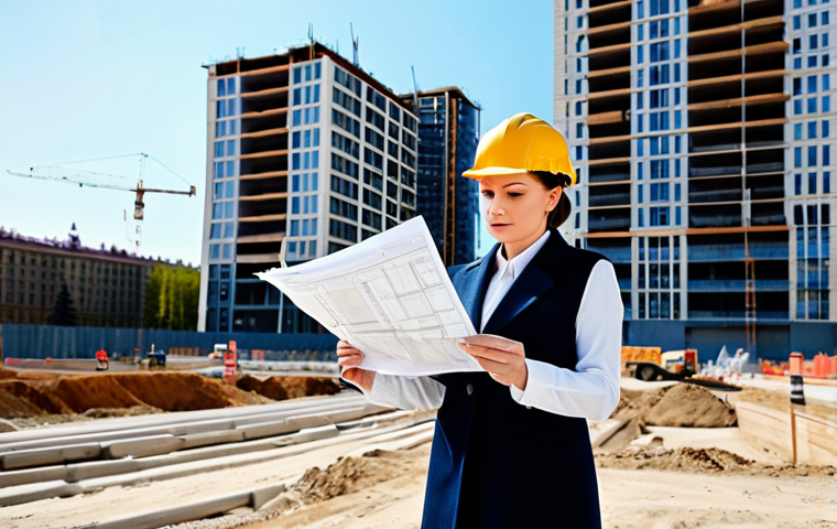 **
"A professional female architect, fully clothed in a stylish, modest business outfit, reviewing blueprints on a construction site in Moscow. Background shows modern buildings under construction on a sunny day. Perfect anatomy, correct proportions, well-formed hands, professional lighting, safe for work, appropriate content, professional, family-friendly, high quality."
**