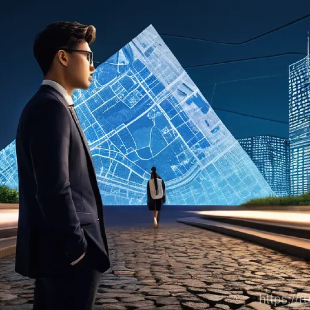 확률적 사고와 전략적 계획 - **Prompt 1: Navigating the New Landscape**
A dynamic, full-body shot of a young professional, ma...