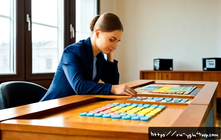 Home 17 확률적 사고와 시스템 사고의 연관성 - Photorealistic Russian business analyst in a bright Moscow-style office, studying a simple tabletop ...